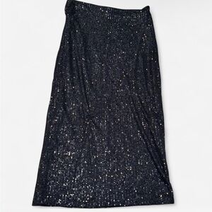 Wayf Black Sequin Maxi Skirt